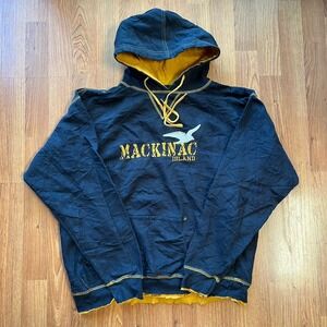 Vintage 90s y2k Mackinac Island hoodie | size L  Blue And Yellow